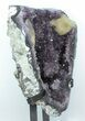 Amethyst Geode With Honey Calcite On Metal Stand - Uruguay #46166-5